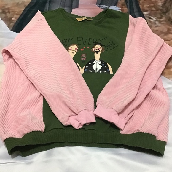 ELF SACK Boho Color Block Corduroy Crew Tee RARE - Picture 14 of 16